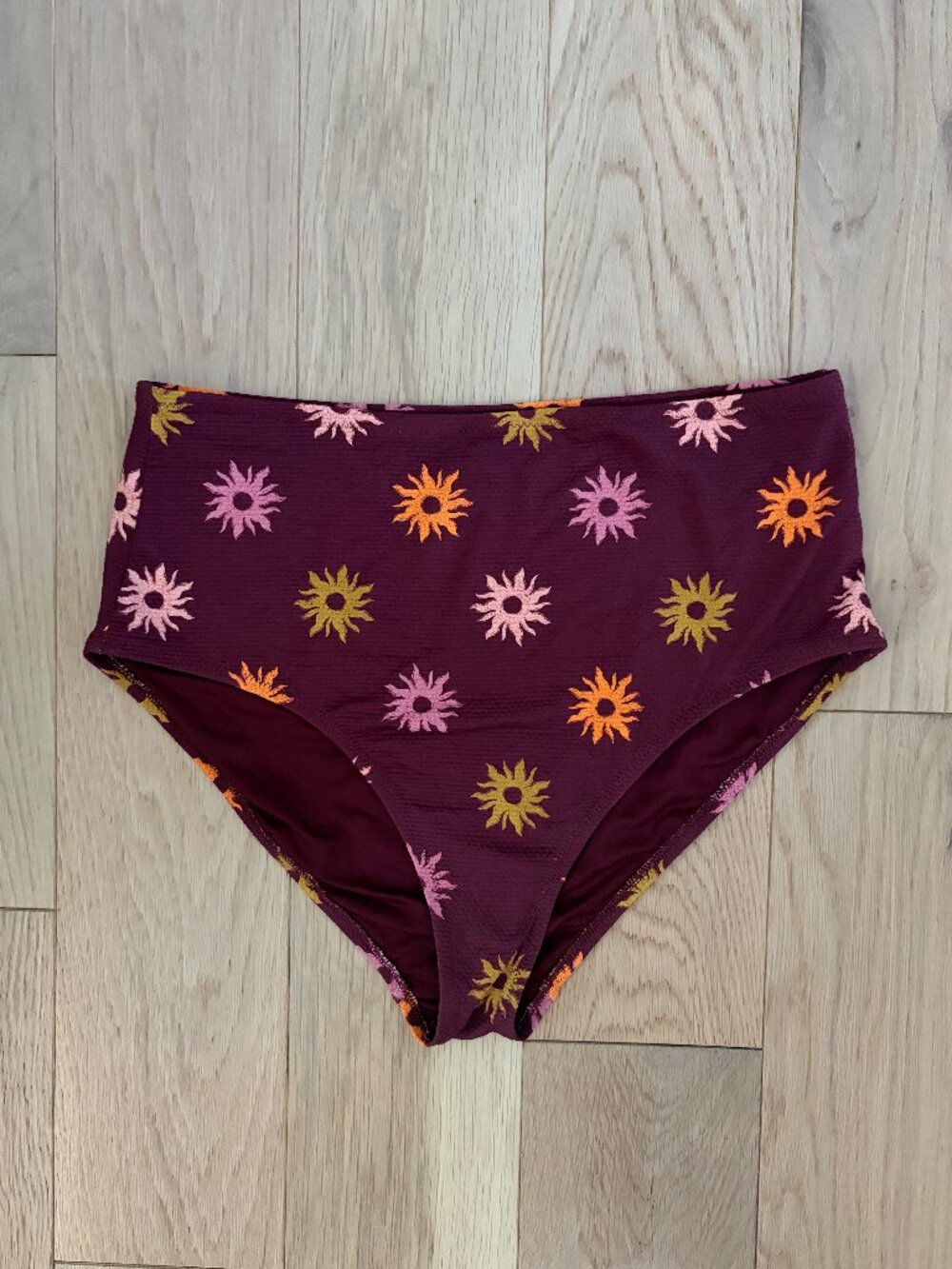 Old Navy High Rise Bikini Bottom Brown Sunburst Textured Print Size Large